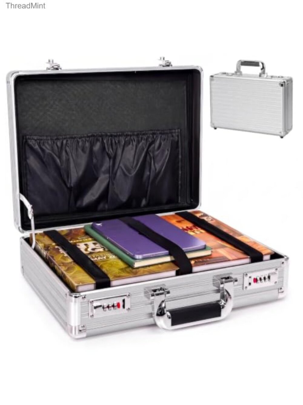 Aluminum Hard Shell Laptop Briefcase File Storage Box Locking Attache Case